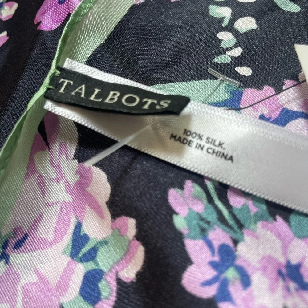 Talbots New With Tag 100% Silk Botanical Scarf